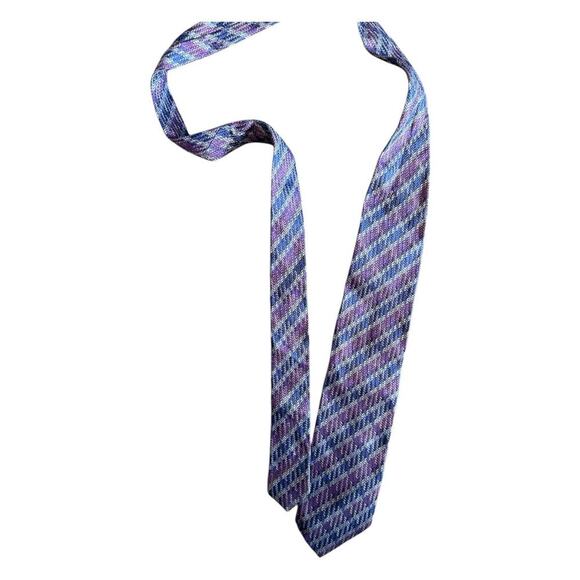 Missoni Silk Multicolored Men's Tie Funky Retro Purple 3” - Picture 4 of 6